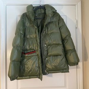 Army Green Down Jacket 3/4 Length